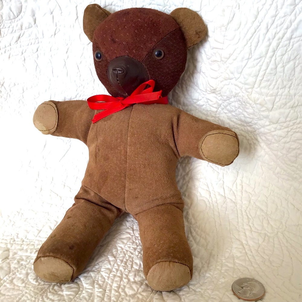 Vintage Handmade Suede Teddy Bear